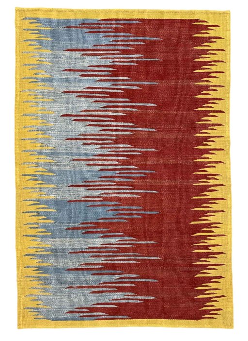 Corner detail of New Modern Design rug showing border pattern and Wool pile