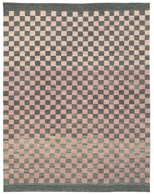 Corner detail of New Modern Design rug showing border pattern and Wool pile