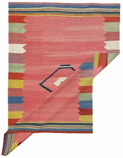 Close-up detail of New Modern Design rug from Iran / Persia showing Wool weave