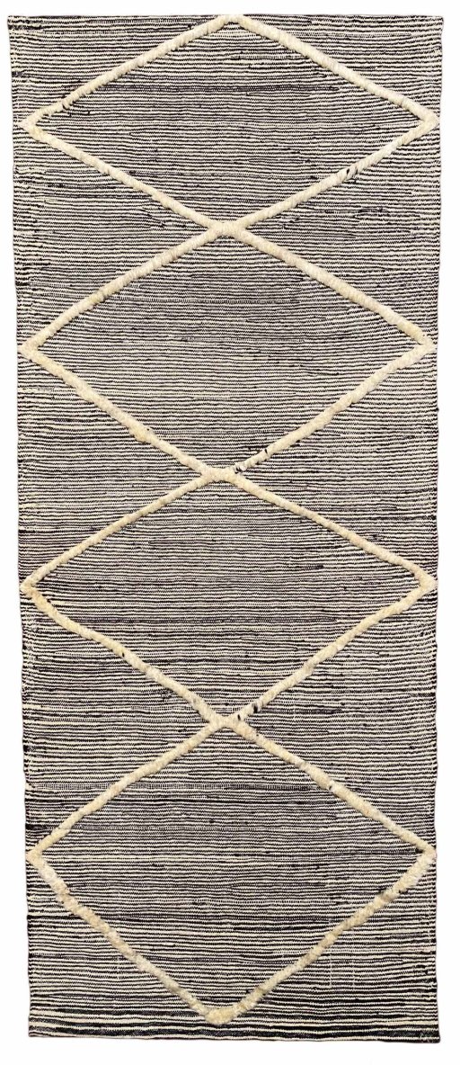 Close-up detail of New Modern Design rug from Iran / Persia showing Wool weave