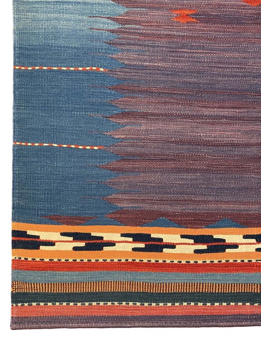 Close-up detail of New Modern Design rug from Iran / Persia showing Wool weave