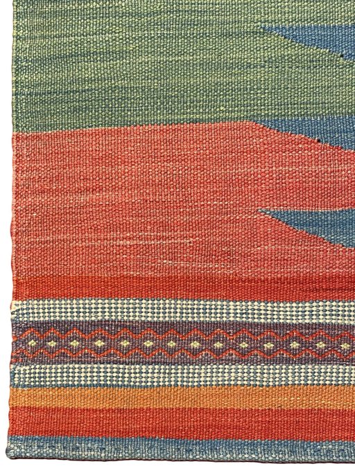 Full view of New Modern Design rug from Iran / Persia, 256 × 156 cm in Blue tones