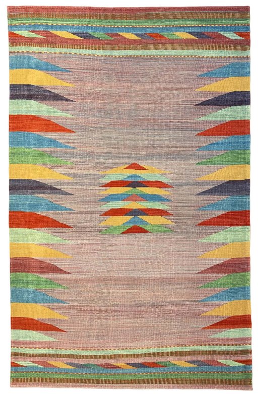 Corner detail of New Modern Design rug showing border pattern and Wool pile
