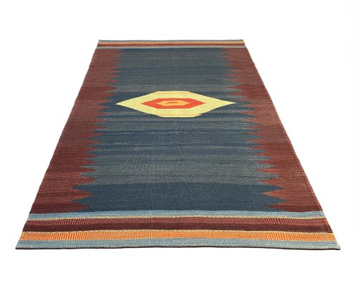Close-up detail of New Modern Design rug from Iran / Persia showing Wool weave