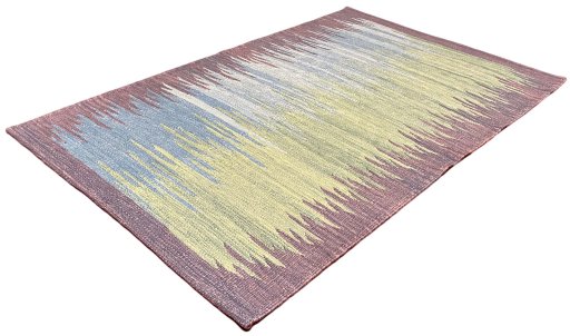 Corner detail of New Modern Design rug showing border pattern and Wool pile