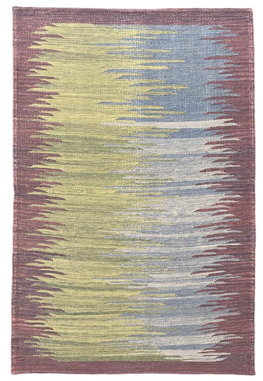 Close-up detail of New Modern Design rug from Iran / Persia showing Wool weave
