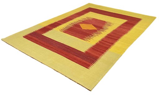Corner detail of New Modern Design rug showing border pattern and Wool pile