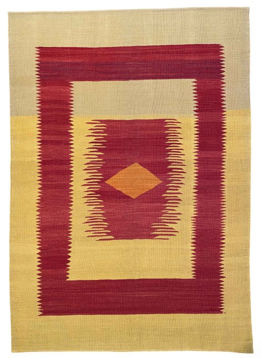 Close-up detail of New Modern Design rug from Iran / Persia showing Wool weave