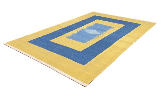 Close-up detail of New Modern Design rug from Iran / Persia showing Wool weave