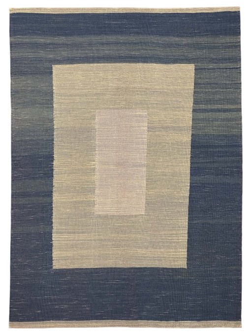 Corner detail of New Modern Design rug showing border pattern and Wool pile