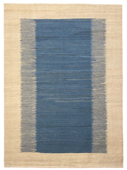 Full view of New Modern Design rug from Iran / Persia, 208 × 152 cm in Blue tones