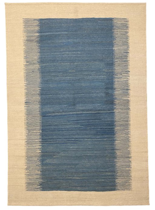 Full view of New Modern Design rug from Iran / Persia, 245 × 171 cm in Blue tones