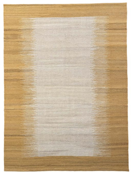 Full view of New Modern Design rug from Iran / Persia, 202 × 150 cm in Beige tones
