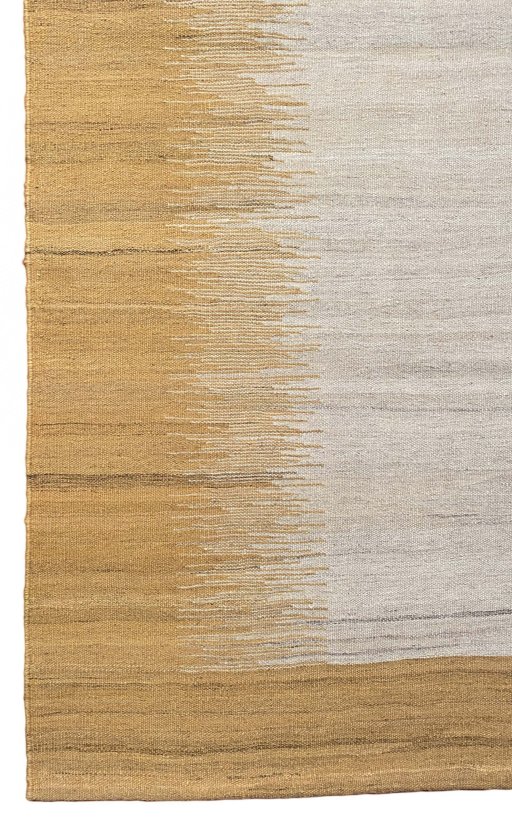 Close-up detail of New Modern Design rug from Iran / Persia showing Wool weave