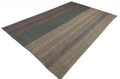 Corner detail of New Modern Design rug showing border pattern and Wool pile