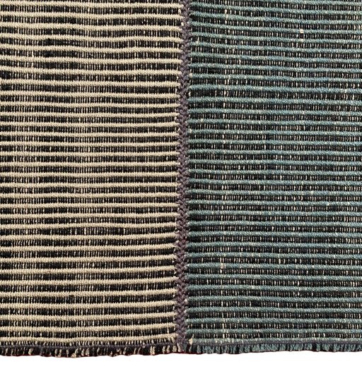 Backside of handmade New Modern Design rug showing knot structure and weave density