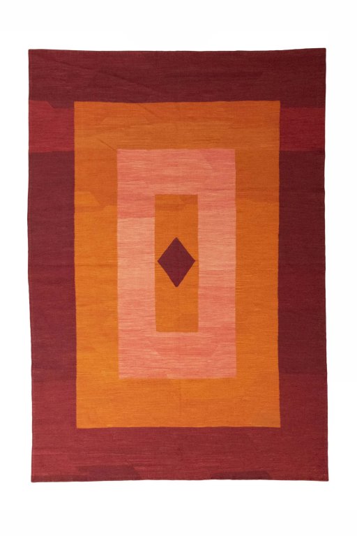 Full view of New Modern Design rug from Iran / Persia, 291 × 202 cm in Red tones