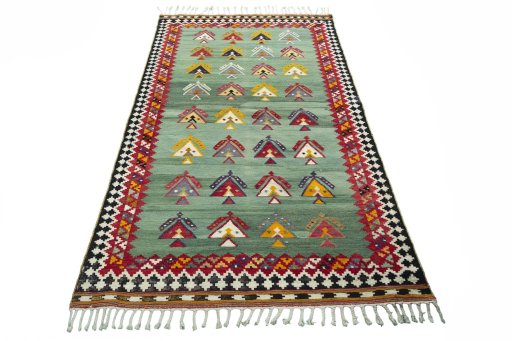 Close-up detail of New Modern Design rug from Iran / Persia showing Wool weave