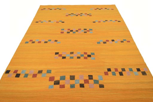 Close-up detail of New Modern Design rug from Iran / Persia showing Wool weave