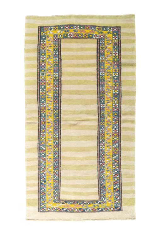 Full view of New Modern Design rug from Iran / Persia, 214 × 115 cm in Multi Color tones