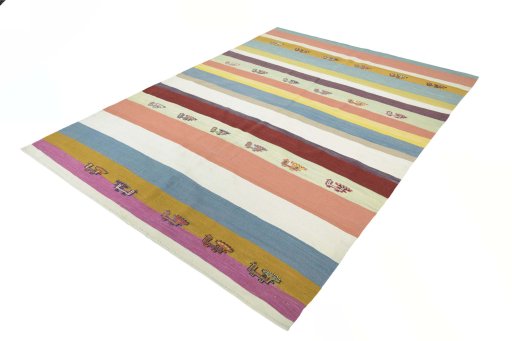 Corner detail of New Modern Design rug showing border pattern and Wool pile