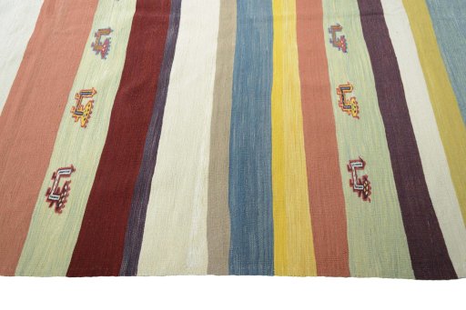 Close-up detail of New Modern Design rug from Iran / Persia showing Wool weave