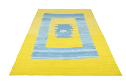 Close-up detail of New Modern Design rug from Iran / Persia showing Wool weave