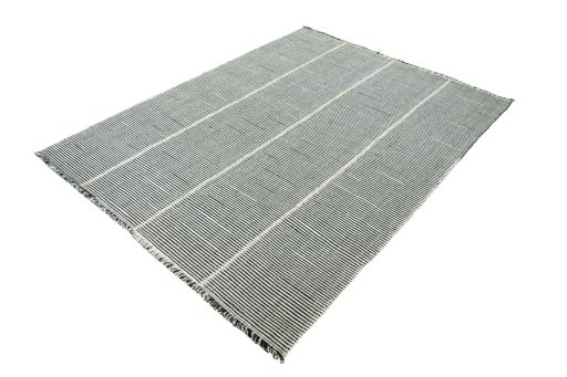 Corner detail of New Modern Design rug showing border pattern and Wool pile