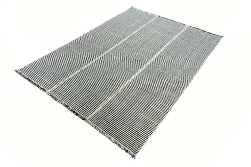 Corner detail of New Modern Design rug showing border pattern and Wool pile