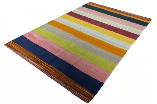 Corner detail of New Modern Design rug showing border pattern and Wool pile