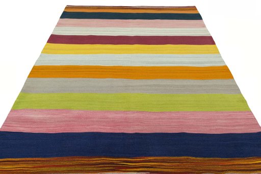 Close-up detail of New Modern Design rug from Iran / Persia showing Wool weave