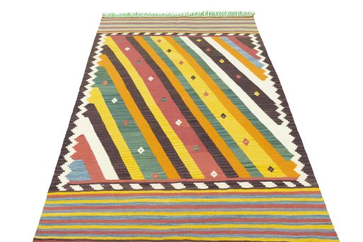 Close-up detail of New Modern Design rug from Iran / Persia showing Wool weave