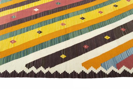 Close-up detail of New Modern Design rug from Iran / Persia showing Wool weave