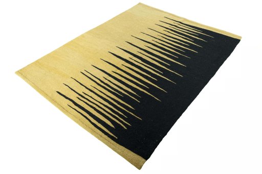 Corner detail of New Modern Design rug showing border pattern and Wool pile