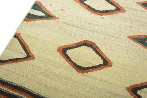 Surface texture of New Modern Design rug with natural Wool and intricate pattern