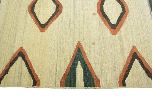 Close-up detail of New Modern Design rug from Iran / Persia showing Wool weave