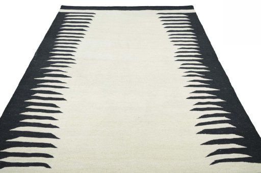Close-up detail of New Modern Design rug from Iran / Persia showing Wool weave