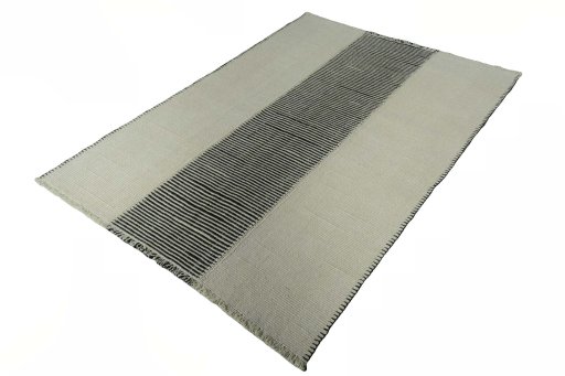 Corner detail of New Modern Design rug showing border pattern and Wool pile