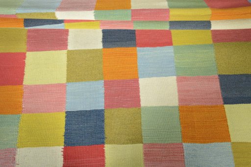 Full view of New Modern Design rug from Iran / Persia, 214 × 155 cm in Multi Color tones