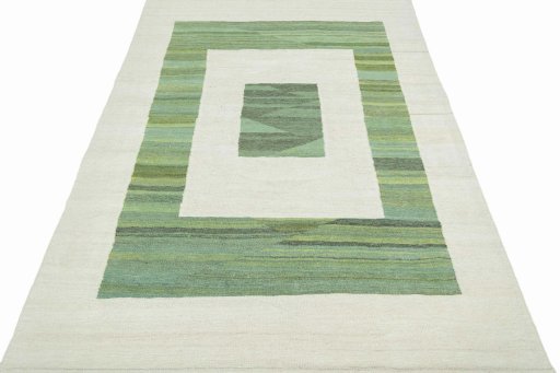 Close-up detail of New Modern Design rug from Iran / Persia showing Wool weave