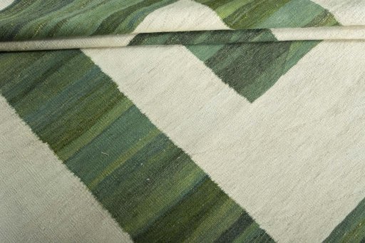 Full view of New Modern Design rug from Iran / Persia, 242 × 163 cm in Beige tones