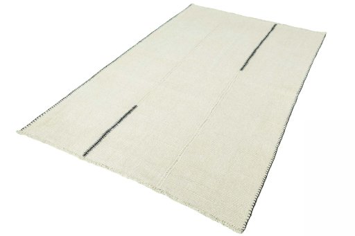 Corner detail of New Modern Design rug showing border pattern and Wool pile