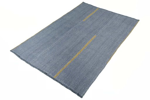 Corner detail of New Modern Design rug showing border pattern and Wool pile