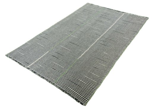 Corner detail of New Modern Design rug showing border pattern and Wool pile