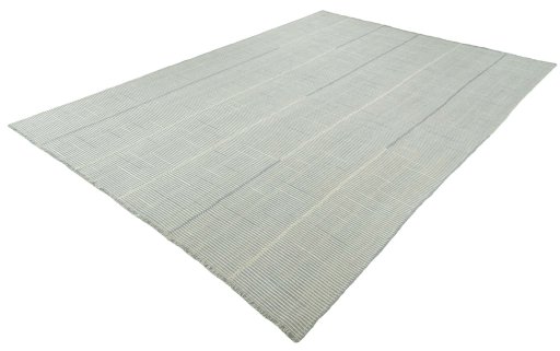 Corner detail of New Modern Design rug showing border pattern and Wool pile