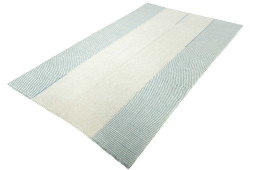 Corner detail of New Modern Design rug showing border pattern and Wool pile