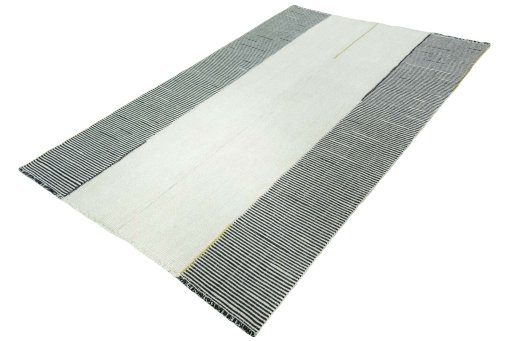 Corner detail of New Modern Design rug showing border pattern and Wool pile