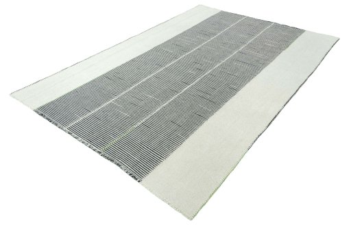 Corner detail of New Modern Design rug showing border pattern and Wool pile