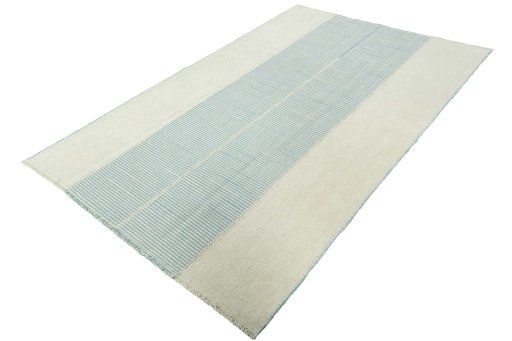 Corner detail of New Modern Design rug showing border pattern and Wool pile