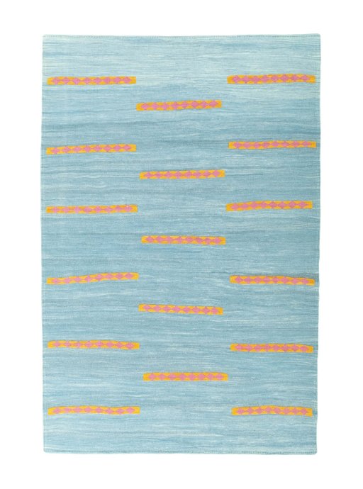 Full view of New Modern Design rug from Iran / Persia, 241 × 161 cm in Blue tones
